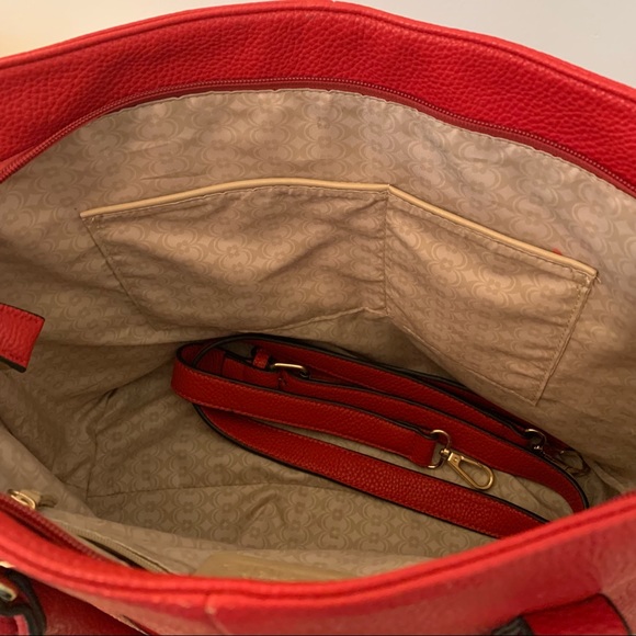 Charming Charlie Red Tote Bag with Removable Crossbody Strap - Picture 3 of 7